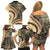 Hawaiian Hibiscus Tribal Vintage Motif Family Matching Off Shoulder Short Dress and Hawaiian Shirt Ver 2