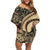 Hawaiian Hibiscus Tribal Vintage Motif Family Matching Off Shoulder Short Dress and Hawaiian Shirt Ver 2