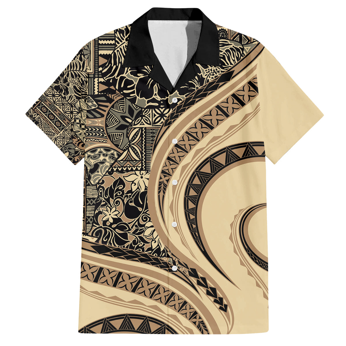 Hawaiian Hibiscus Tribal Vintage Motif Family Matching Tank Maxi Dress and Hawaiian Shirt Ver 2