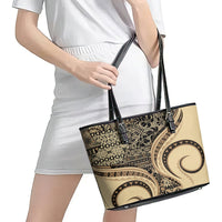 Hawaiian Hibiscus Tribal Vintage Motif Leather Tote Bag Ver 2 LT9 - Polynesian Pride