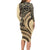 Hawaiian Hibiscus Tribal Vintage Motif Long Sleeve Bodycon Dress Ver 2