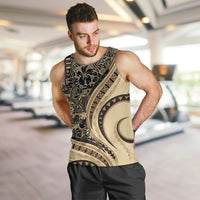 Hawaiian Hibiscus Tribal Vintage Motif Men Tank Top Ver 2 LT9 Beige - Polynesian Pride
