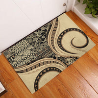 Hawaiian Hibiscus Tribal Vintage Motif Rubber Doormat Ver 2 LT9 Beige - Polynesian Pride