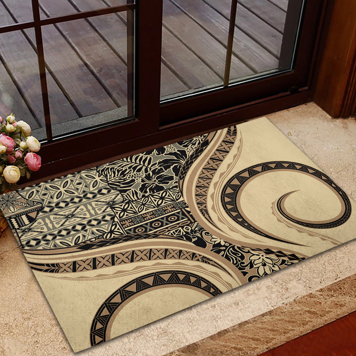 Hawaiian Hibiscus Tribal Vintage Motif Rubber Doormat Ver 2 LT9 - Polynesian Pride