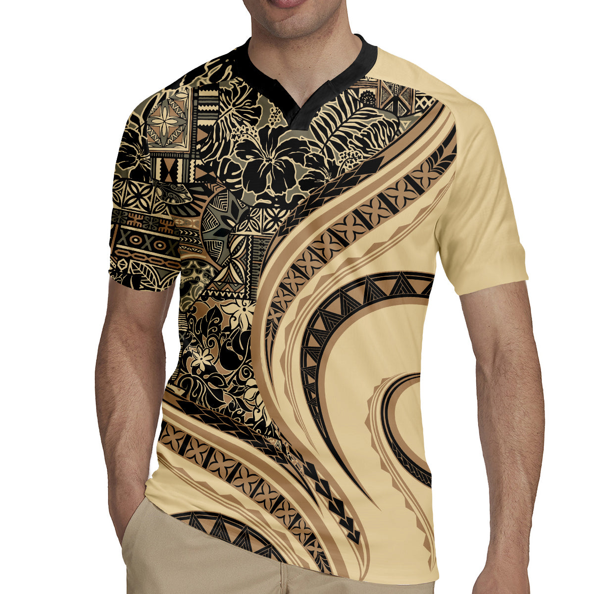 Hawaiian Hibiscus Tribal Vintage Motif Rugby Jersey Ver 2 LT9 - Polynesian Pride