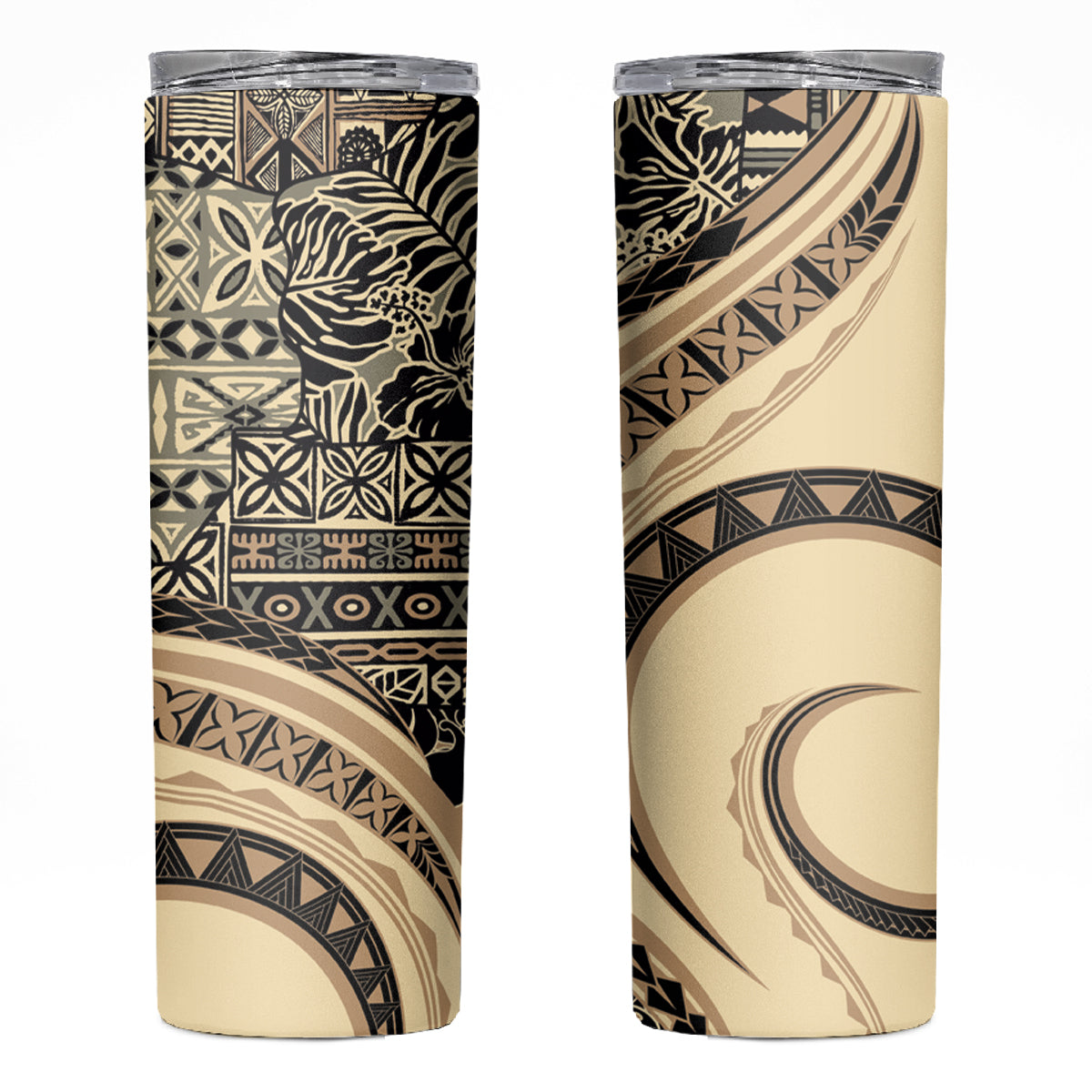 Hawaiian Hibiscus Tribal Vintage Motif Skinny Tumbler Ver 2