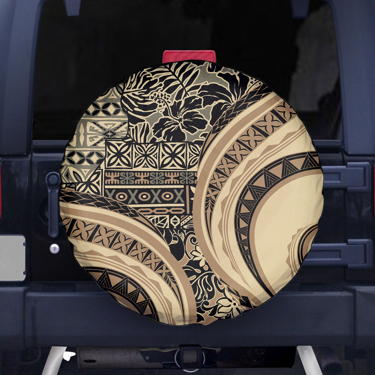 Hawaiian Hibiscus Tribal Vintage Motif Spare Tire Cover Ver 2 LT9 - Polynesian Pride