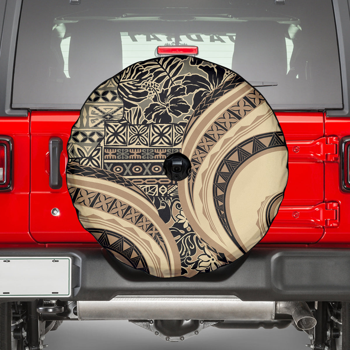 Hawaiian Hibiscus Tribal Vintage Motif Spare Tire Cover Ver 2 LT9 - Polynesian Pride
