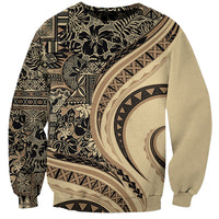 Hawaiian Hibiscus Tribal Vintage Motif Sweatshirt Ver 2 LT9 Unisex Beige - Polynesian Pride