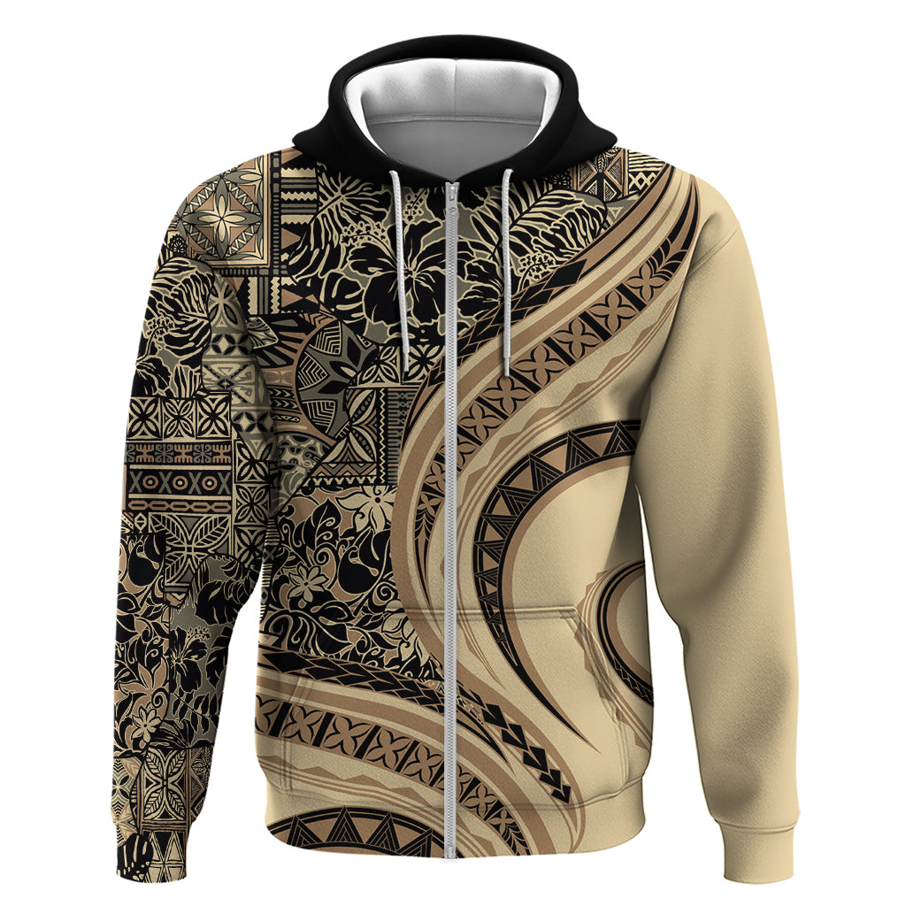 Hawaiian Hibiscus Tribal Vintage Motif Zip Hoodie Ver 2