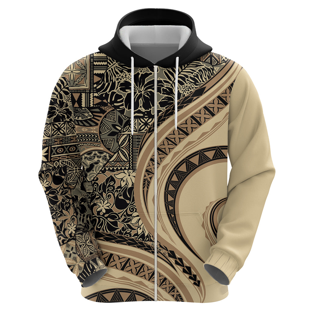Hawaiian Hibiscus Tribal Vintage Motif Zip Hoodie Ver 2