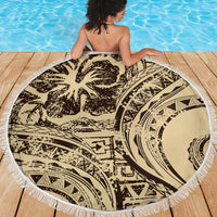 Hawaiian Hibiscus Tribal Vintage Motif Beach Blanket Ver 3 LT9 - Polynesian Pride