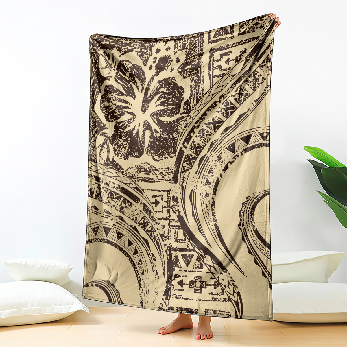 Hawaiian Hibiscus Tribal Vintage Motif Blanket Ver 3 LT9 - Polynesian Pride