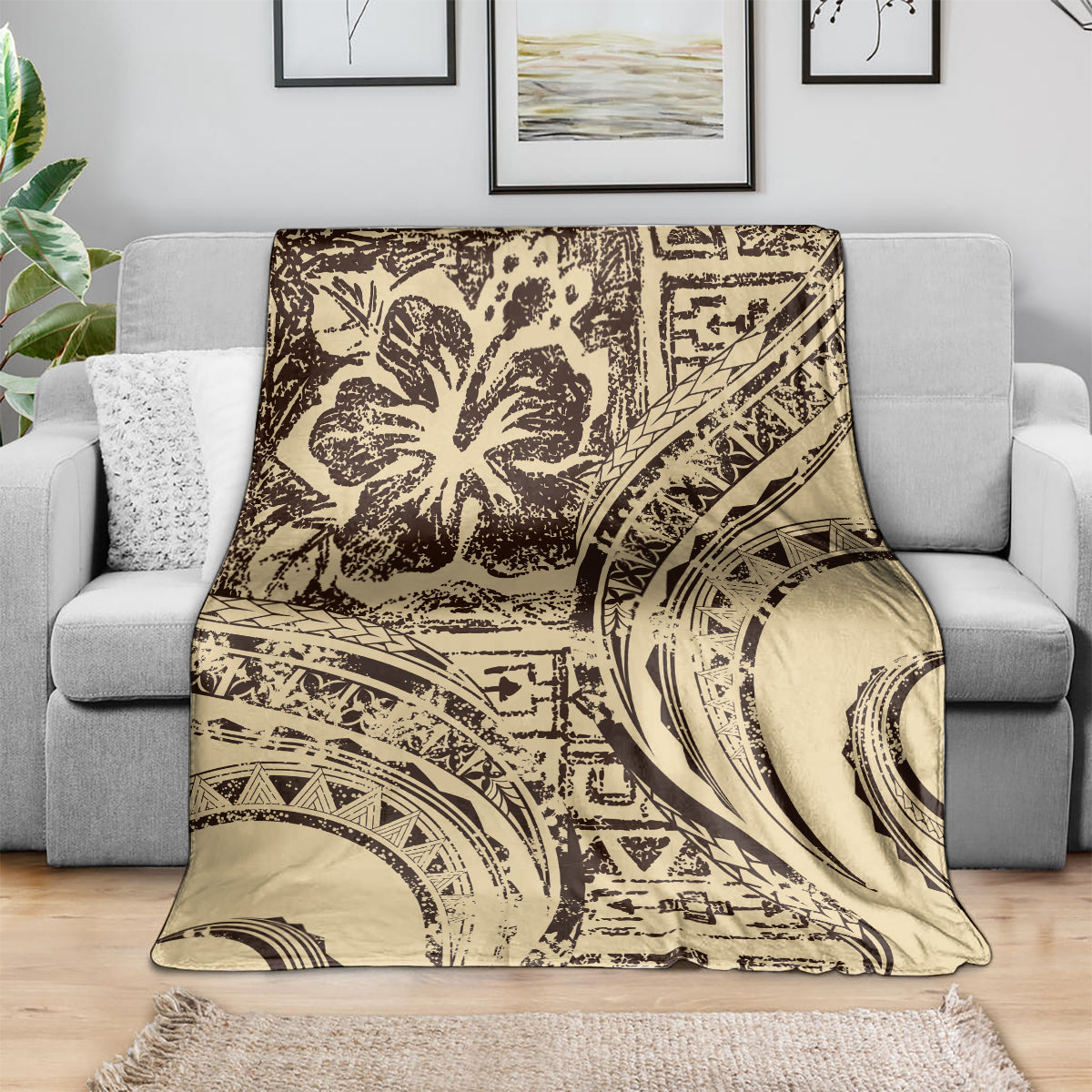 Hawaiian Hibiscus Tribal Vintage Motif Blanket Ver 3 LT9 - Polynesian Pride