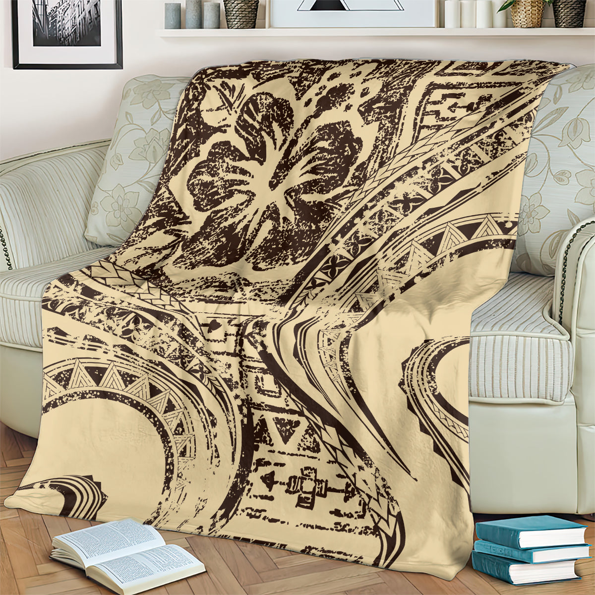 Hawaiian Hibiscus Tribal Vintage Motif Blanket Ver 3 LT9 - Polynesian Pride