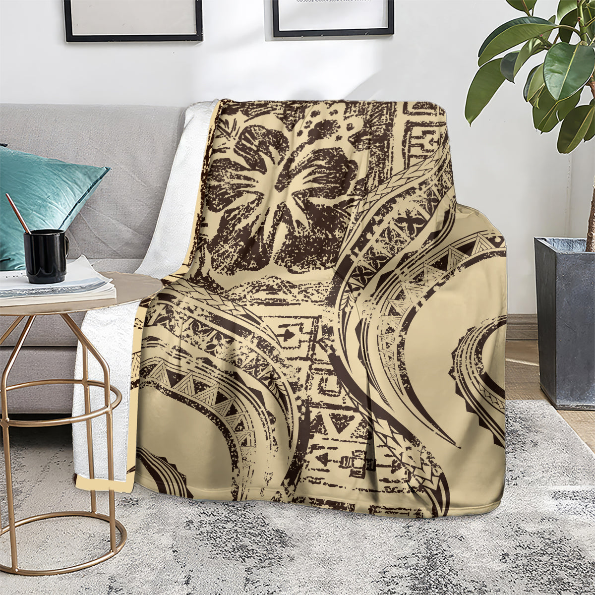 Hawaiian Hibiscus Tribal Vintage Motif Blanket Ver 3 LT9 - Polynesian Pride