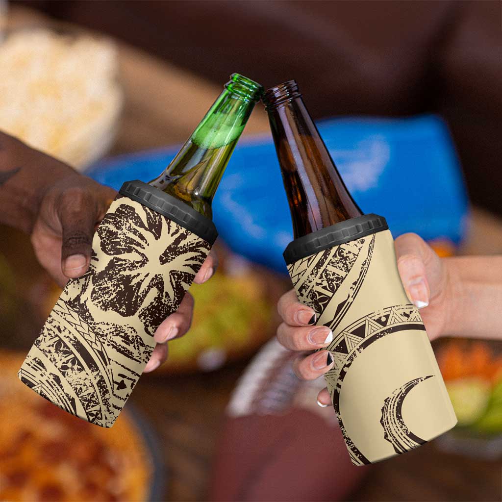 Hawaiian Hibiscus Tribal Vintage Motif 4 in 1 Can Cooler Tumbler Ver 3