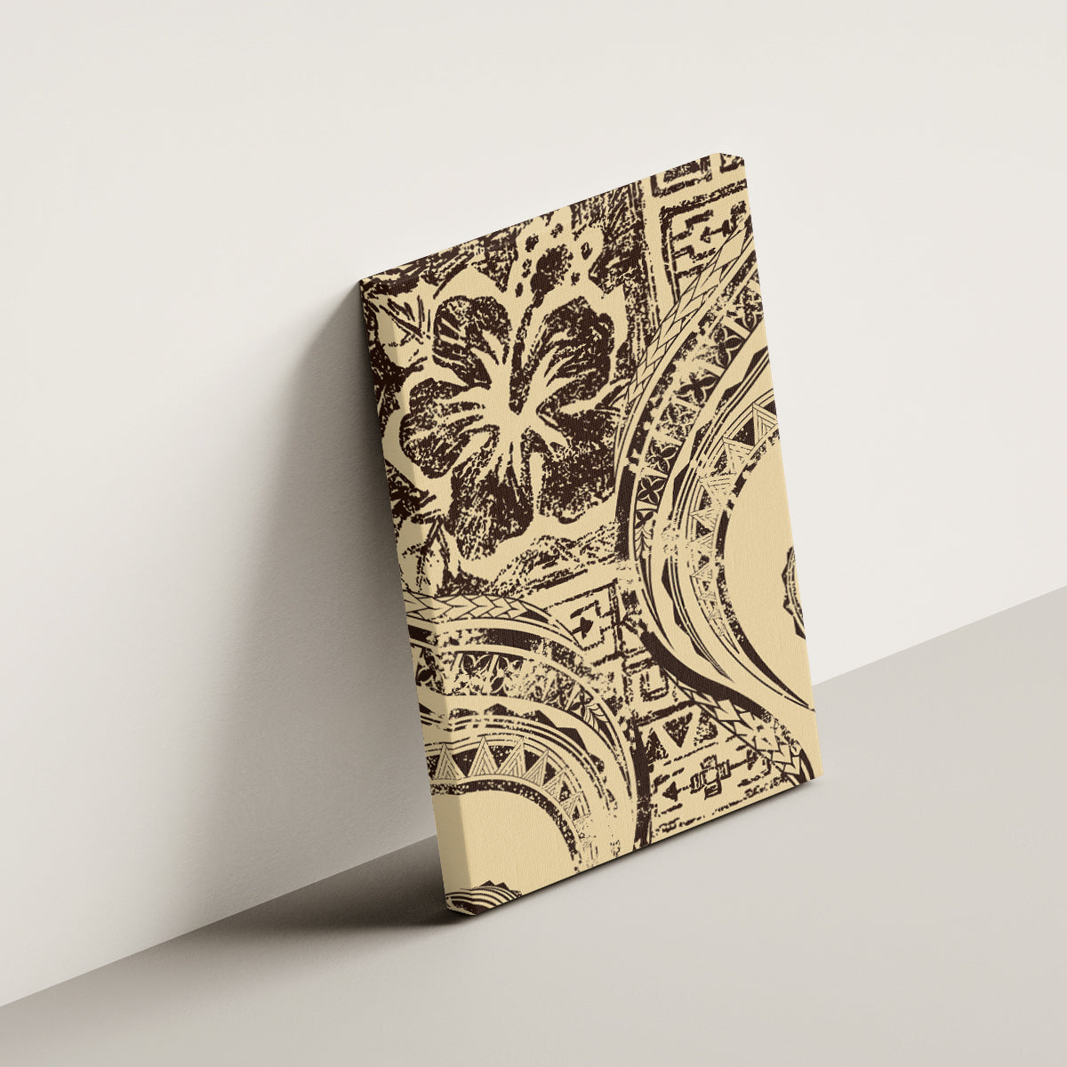Hawaiian Hibiscus Tribal Vintage Motif Canvas Wall Art Ver 3 LT9 - Polynesian Pride