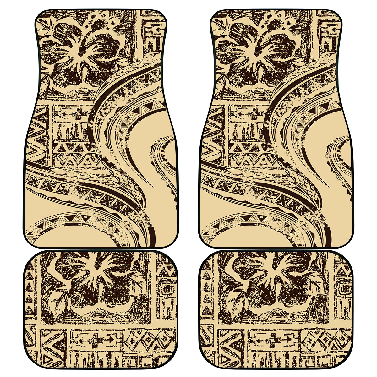 Hawaiian Hibiscus Tribal Vintage Motif Car Mats Ver 3