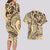 Hawaiian Hibiscus Tribal Vintage Motif Couples Matching Long Sleeve Bodycon Dress and Hawaiian Shirt Ver 3