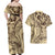 Hawaiian Hibiscus Tribal Vintage Motif Couples Matching Off Shoulder Maxi Dress and Hawaiian Shirt Ver 3