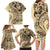 Hawaiian Hibiscus Tribal Vintage Motif Family Matching Long Sleeve Bodycon Dress and Hawaiian Shirt Ver 3