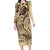 Hawaiian Hibiscus Tribal Vintage Motif Family Matching Long Sleeve Bodycon Dress and Hawaiian Shirt Ver 3