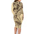 Hawaiian Hibiscus Tribal Vintage Motif Family Matching Long Sleeve Bodycon Dress and Hawaiian Shirt Ver 3