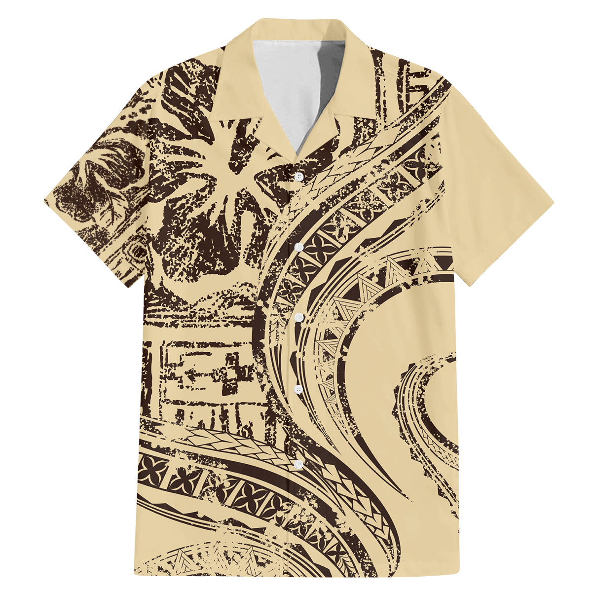 Hawaiian Hibiscus Tribal Vintage Motif Family Matching Mermaid Dress and Hawaiian Shirt Ver 3