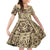 Hawaiian Hibiscus Tribal Vintage Motif Family Matching Short Sleeve Bodycon Dress and Hawaiian Shirt Ver 3