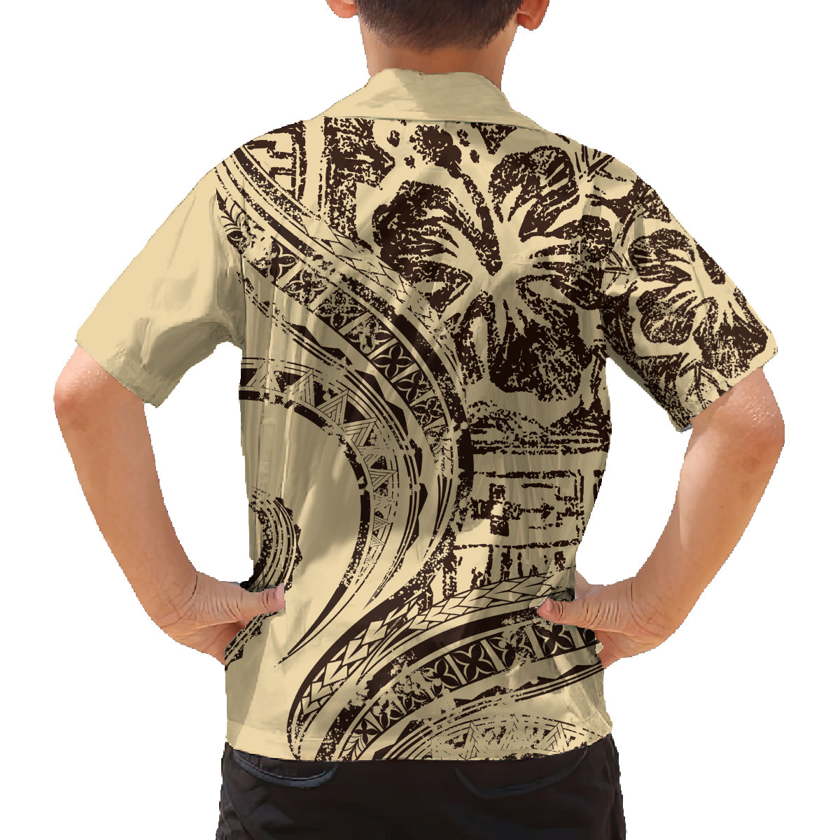 Hawaiian Hibiscus Tribal Vintage Motif Family Matching Tank Maxi Dress and Hawaiian Shirt Ver 3
