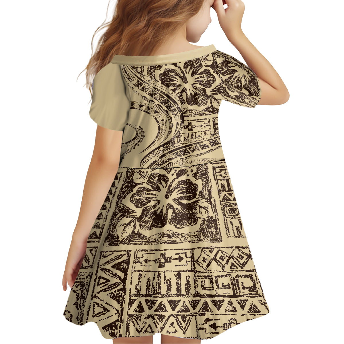 Hawaiian Hibiscus Tribal Vintage Motif Family Matching Tank Maxi Dress and Hawaiian Shirt Ver 3