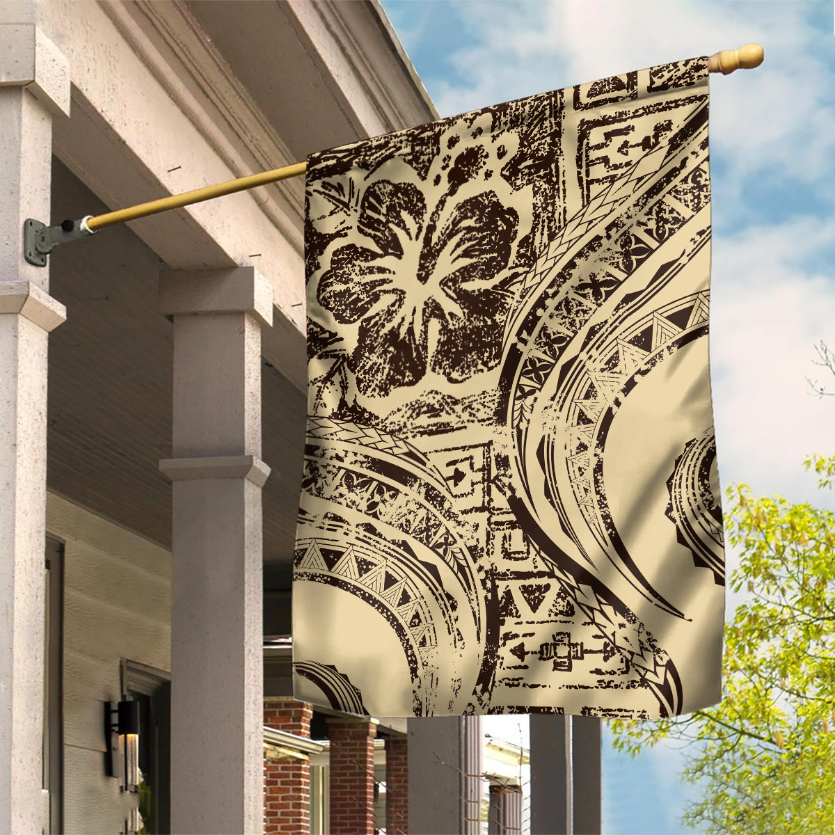 Hawaiian Hibiscus Tribal Vintage Motif Garden Flag Ver 3 LT9 House Flag Beige - Polynesian Pride
