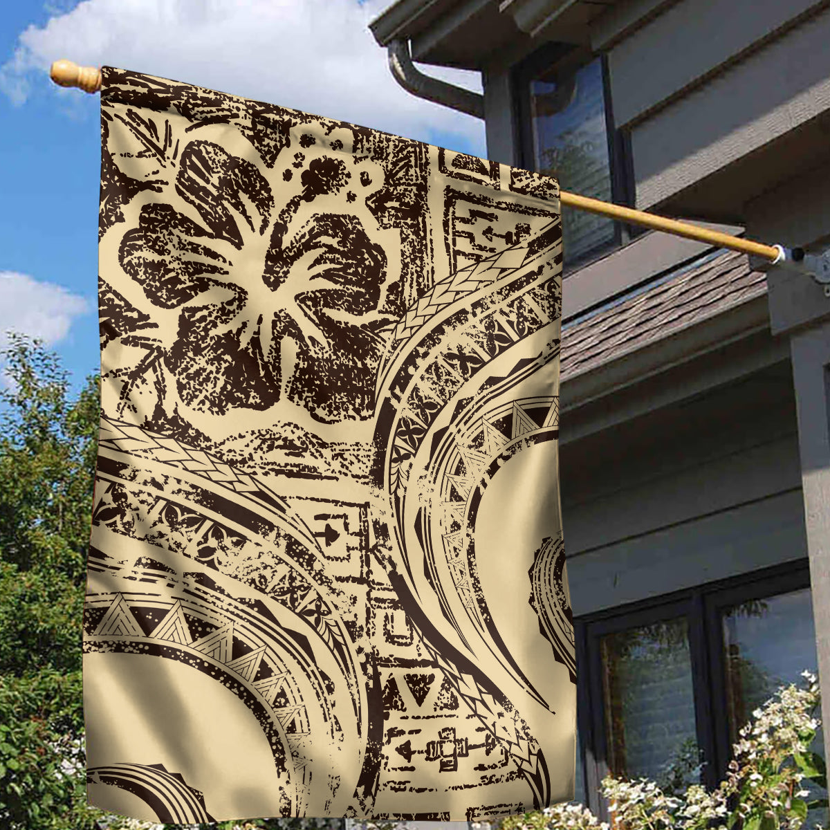 Hawaiian Hibiscus Tribal Vintage Motif Garden Flag Ver 3 LT9 - Polynesian Pride