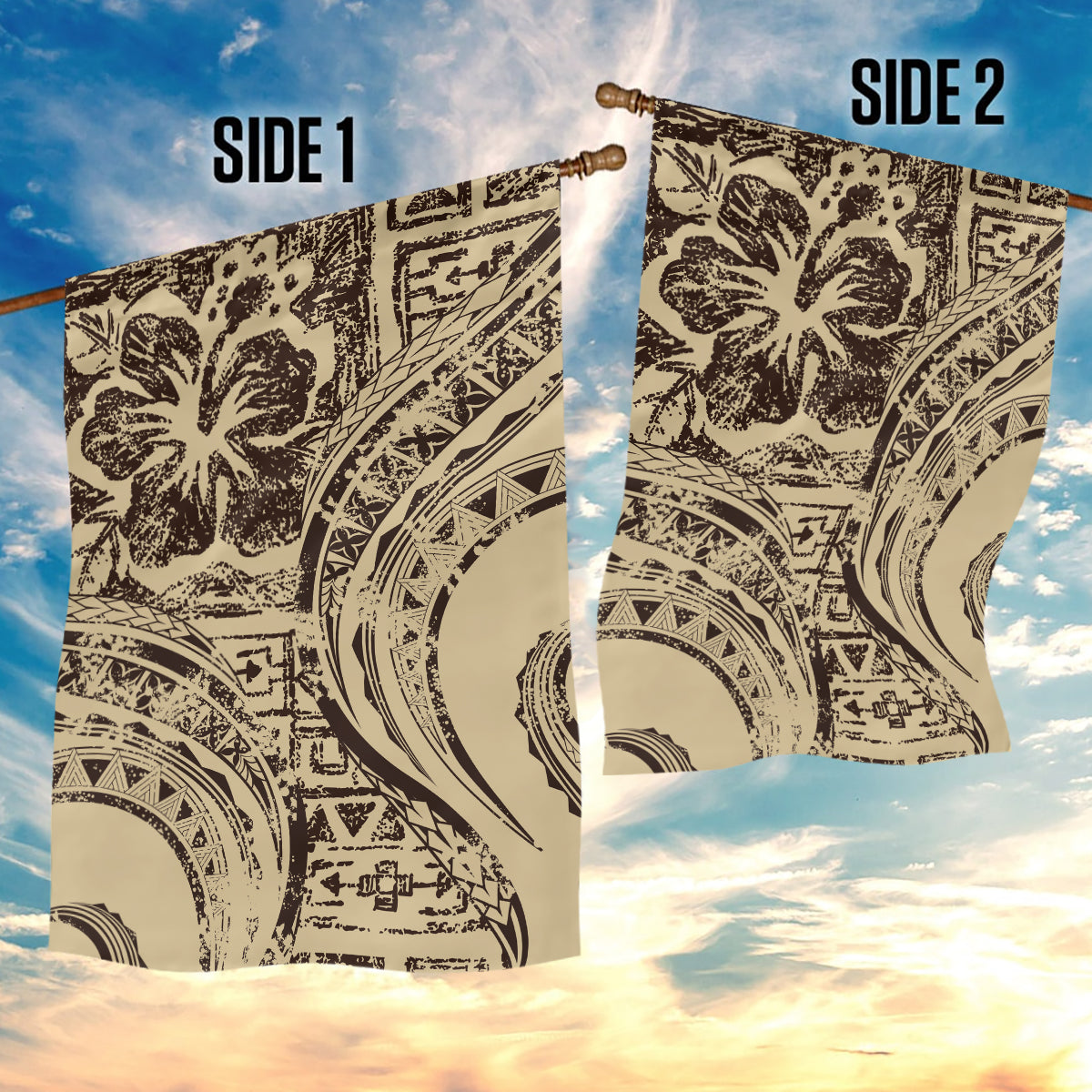 Hawaiian Hibiscus Tribal Vintage Motif Garden Flag Ver 3 LT9 - Polynesian Pride