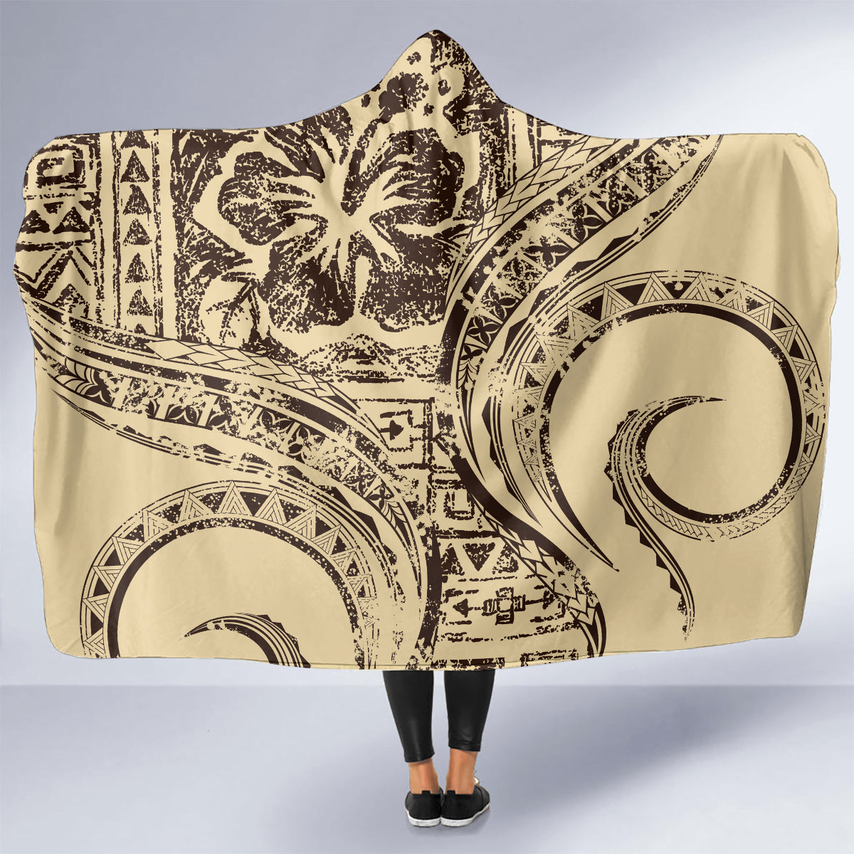 Hawaiian Hibiscus Tribal Vintage Motif Hooded Blanket Ver 3 LT9 - Polynesian Pride