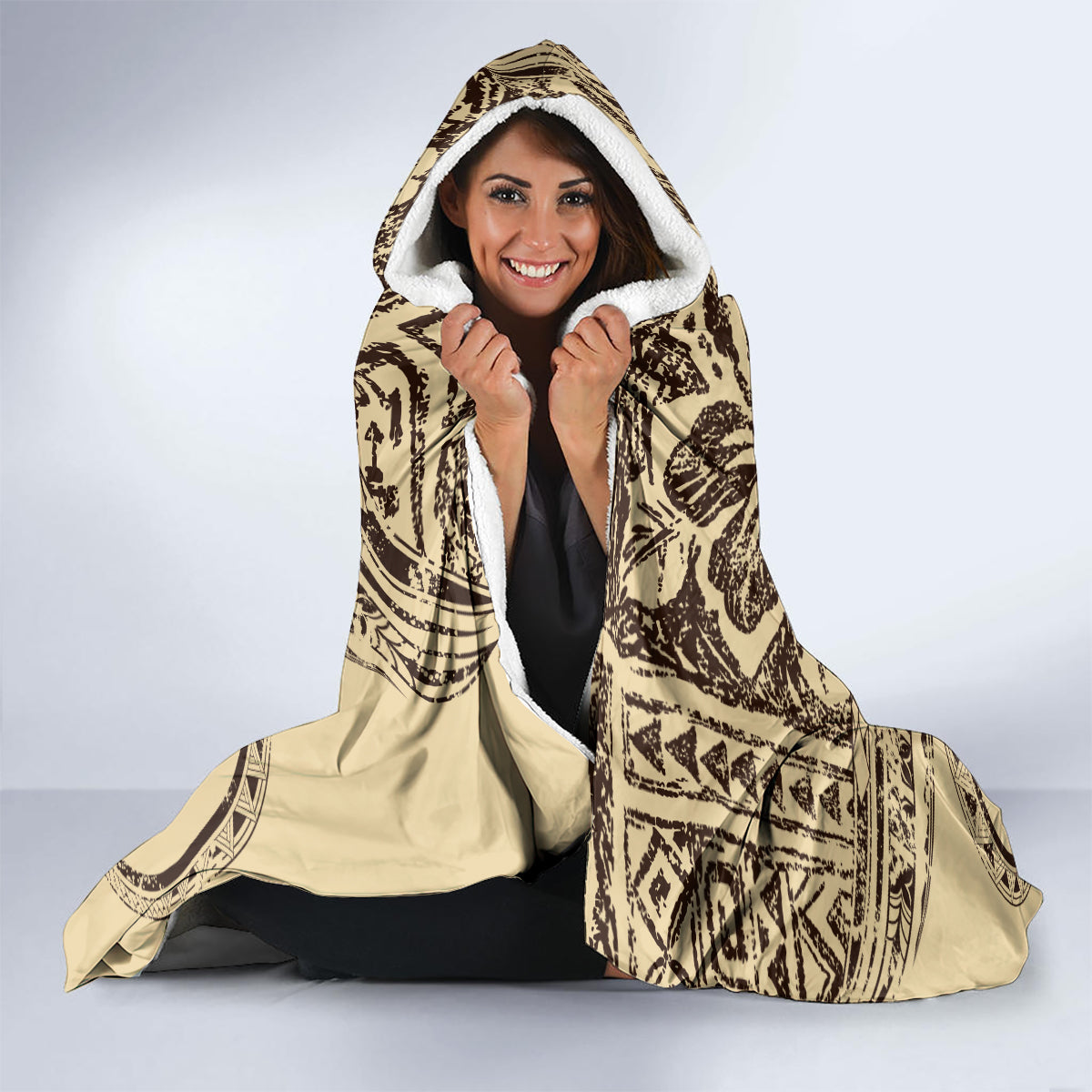 Hawaiian Hibiscus Tribal Vintage Motif Hooded Blanket Ver 3 LT9 - Polynesian Pride