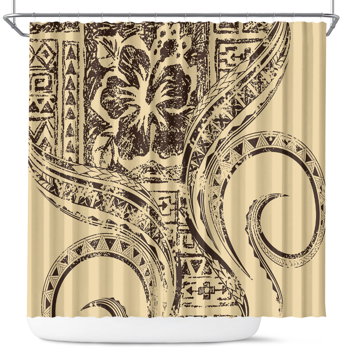 Hawaiian Hibiscus Tribal Vintage Motif Shower Curtain Ver 3