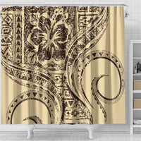 Hawaiian Hibiscus Tribal Vintage Motif Shower Curtain Ver 3