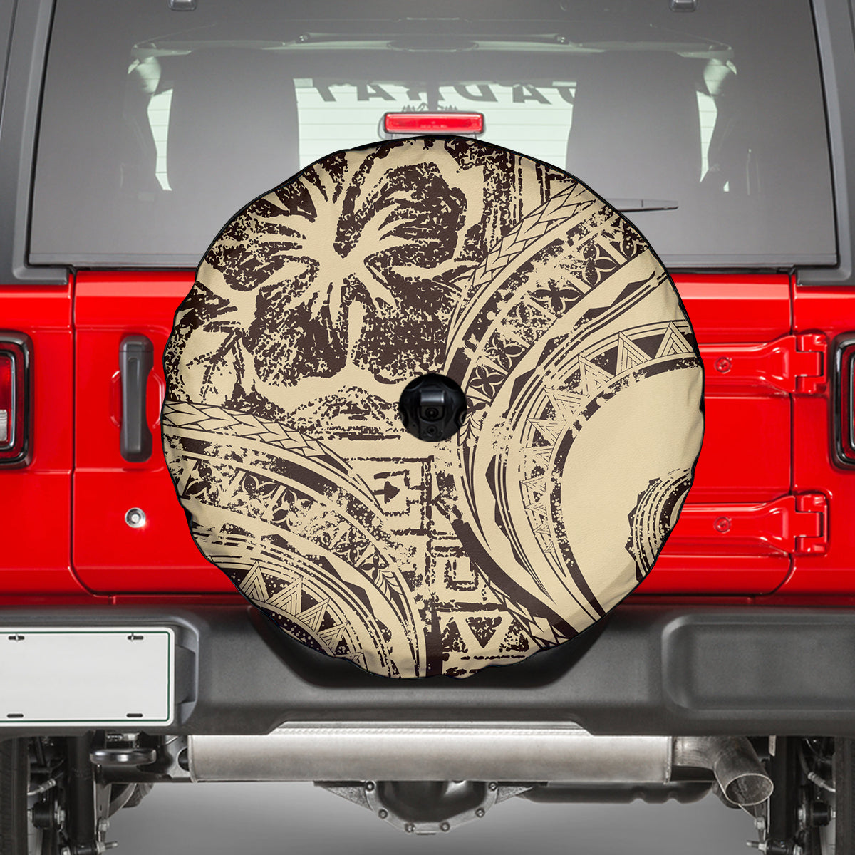 Hawaiian Hibiscus Tribal Vintage Motif Spare Tire Cover Ver 3 LT9 - Polynesian Pride