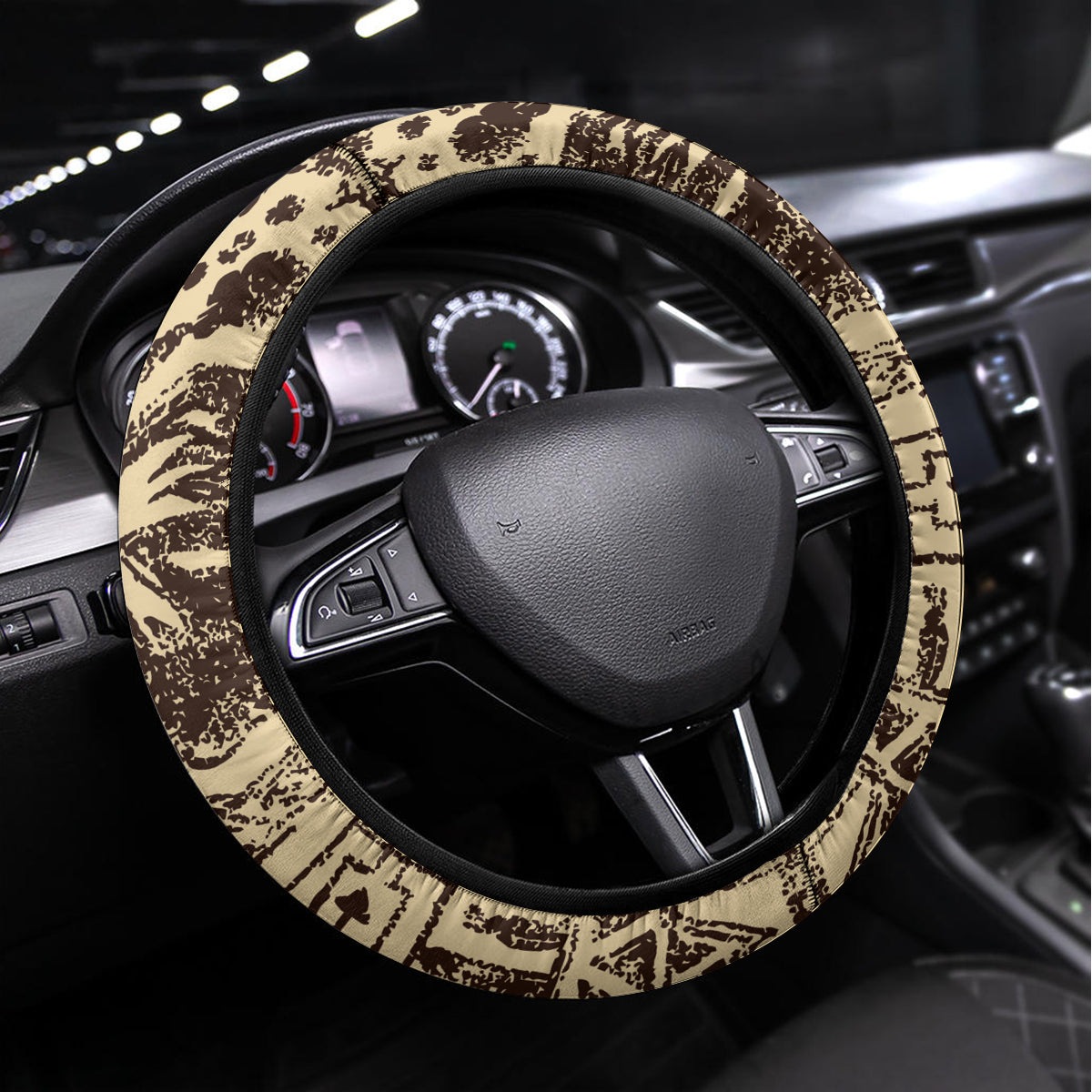 Hawaiian Hibiscus Tribal Vintage Motif Steering Wheel Cover Ver 3