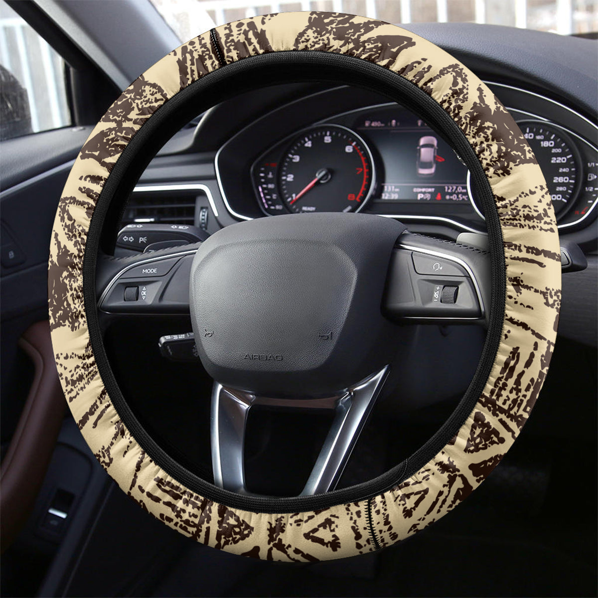 Hawaiian Hibiscus Tribal Vintage Motif Steering Wheel Cover Ver 3