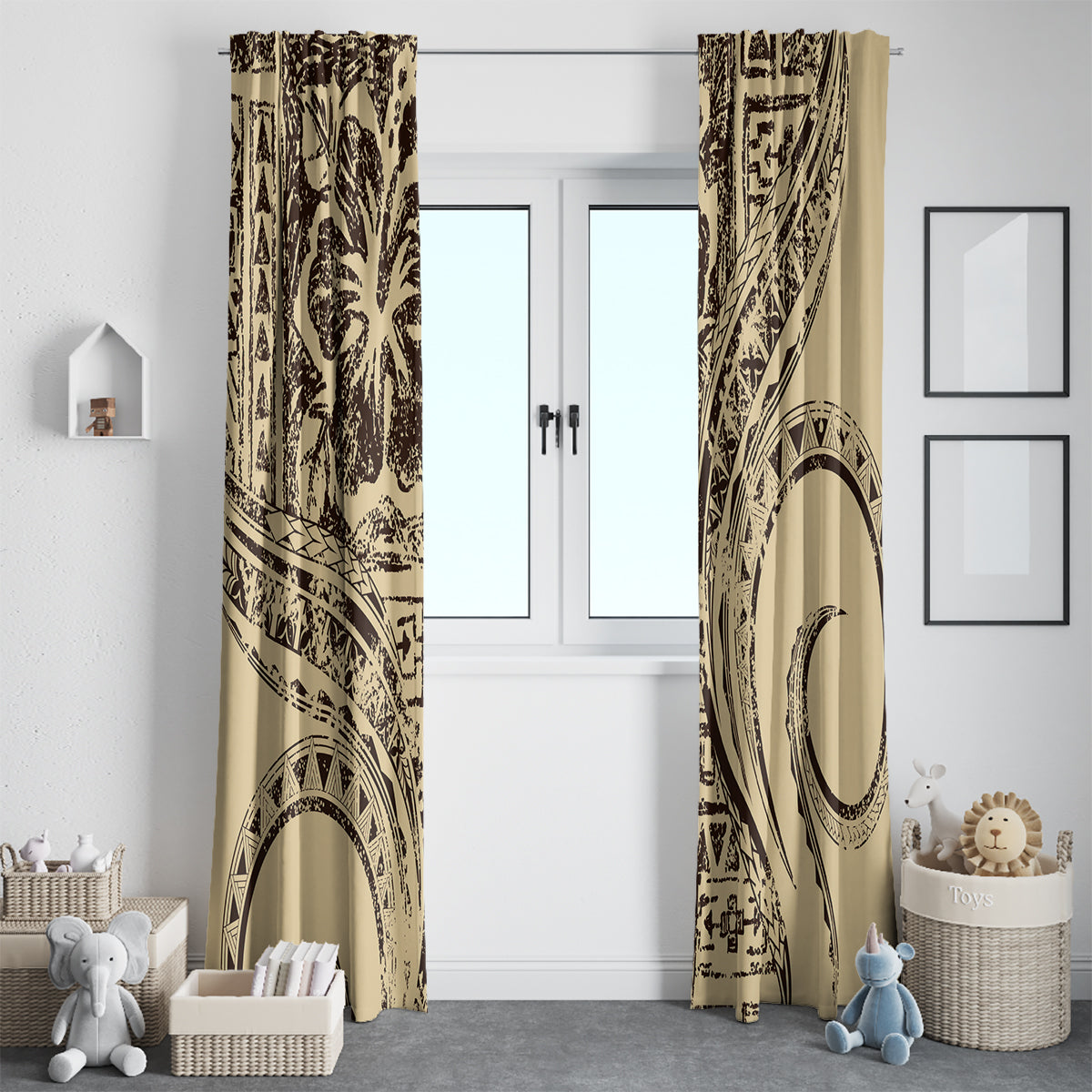 Hawaiian Hibiscus Tribal Vintage Motif Window Curtain Ver 3 LT9 - Polynesian Pride
