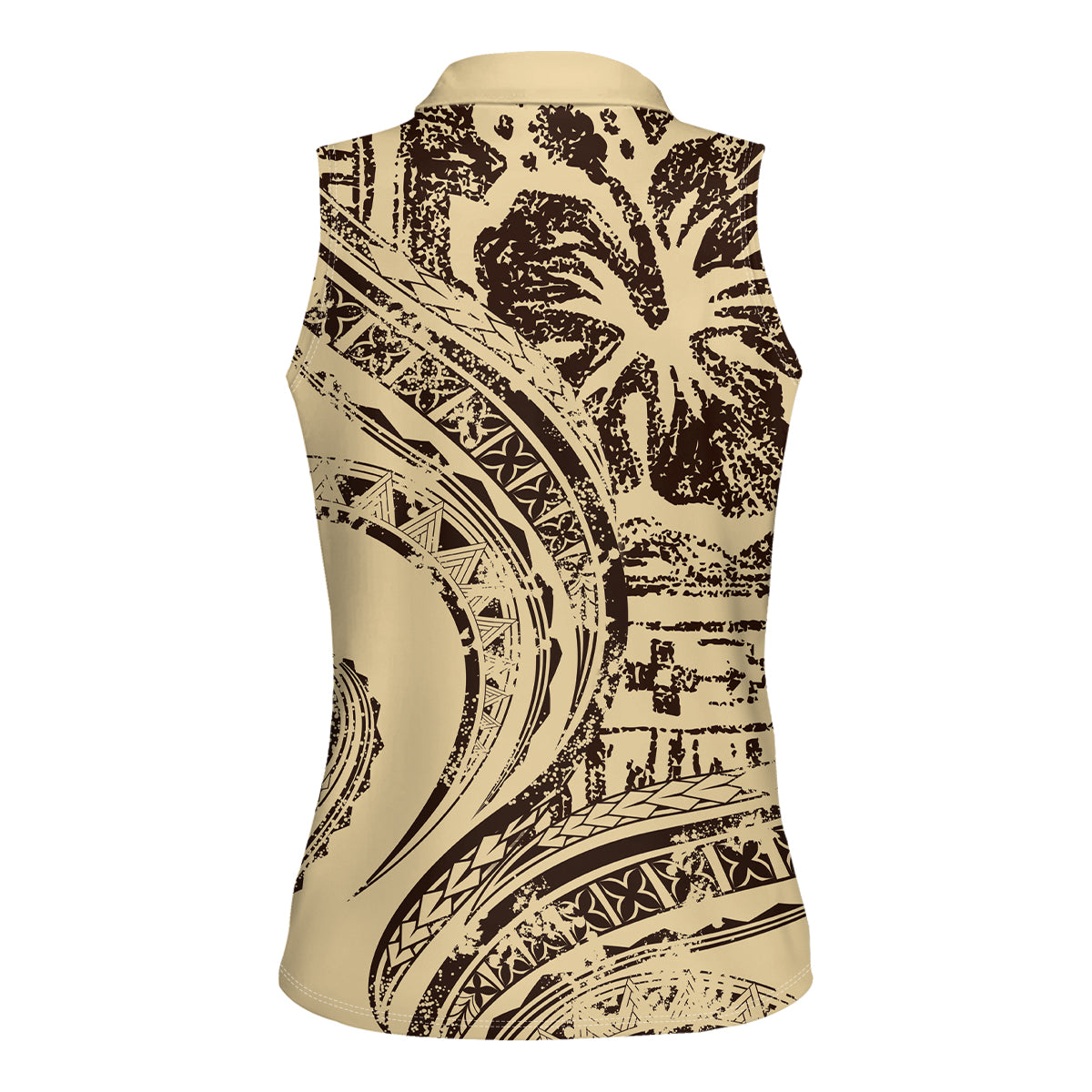 Hawaiian Hibiscus Tribal Vintage Motif Women Sleeveless Polo Shirt Ver 3