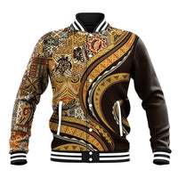 Hawaiian Hibiscus Tribal Vintage Motif Baseball Jacket Ver 4 LT9 Unisex Gold - Polynesian Pride