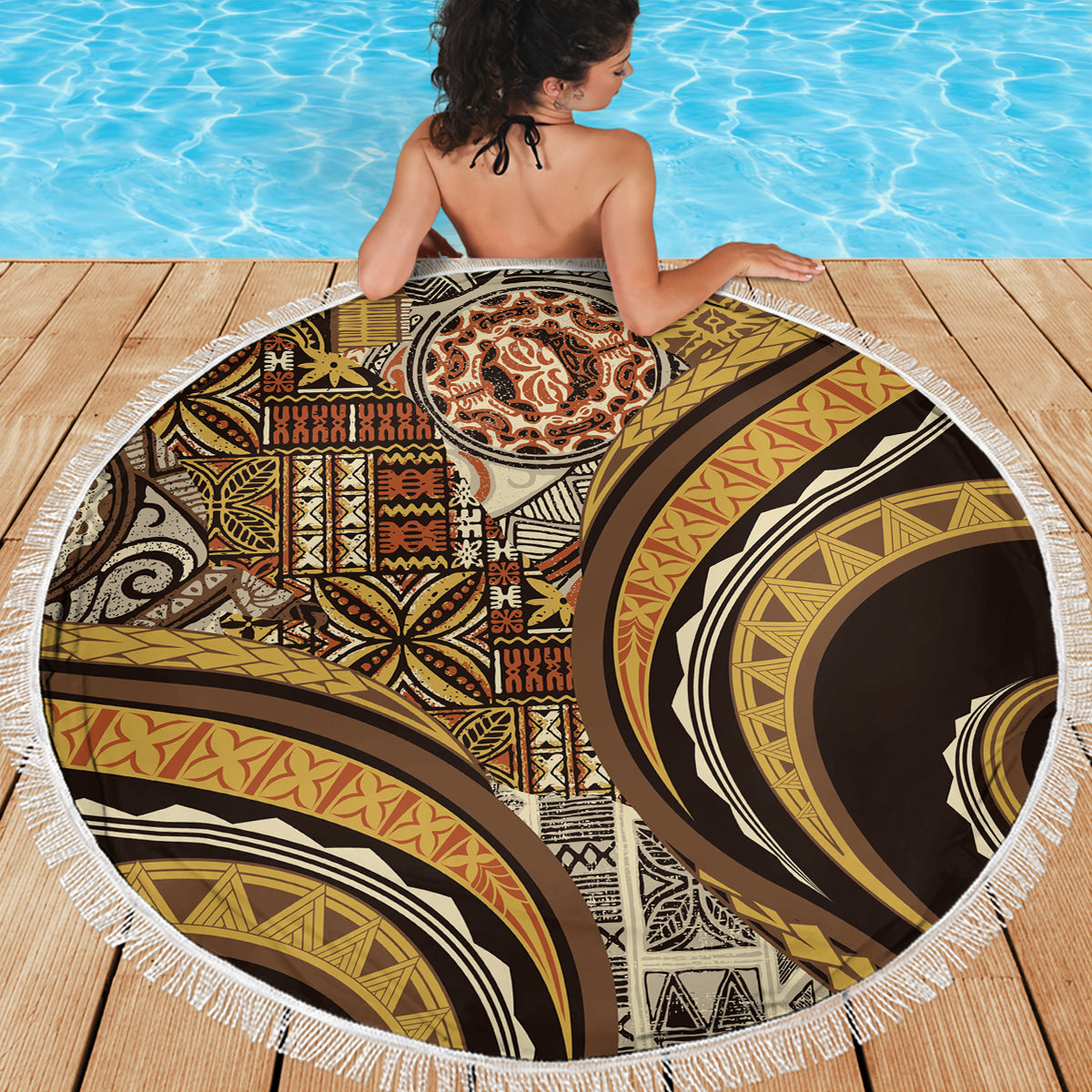 Hawaiian Hibiscus Tribal Vintage Motif Beach Blanket Ver 4 LT9 - Polynesian Pride