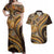 Hawaiian Hibiscus Tribal Vintage Motif Couples Matching Off Shoulder Maxi Dress and Hawaiian Shirt Ver 4