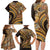 Hawaiian Hibiscus Tribal Vintage Motif Family Matching Long Sleeve Bodycon Dress and Hawaiian Shirt Ver 4