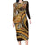 Hawaiian Hibiscus Tribal Vintage Motif Family Matching Long Sleeve Bodycon Dress and Hawaiian Shirt Ver 4