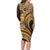 Hawaiian Hibiscus Tribal Vintage Motif Family Matching Long Sleeve Bodycon Dress and Hawaiian Shirt Ver 4